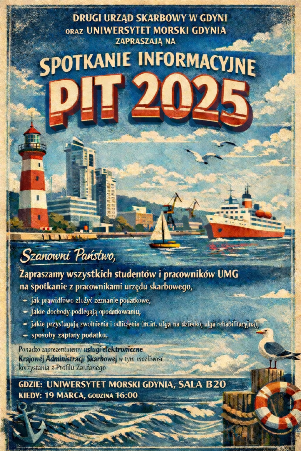 Plakat Spotkanie informacyjne PIT 2025