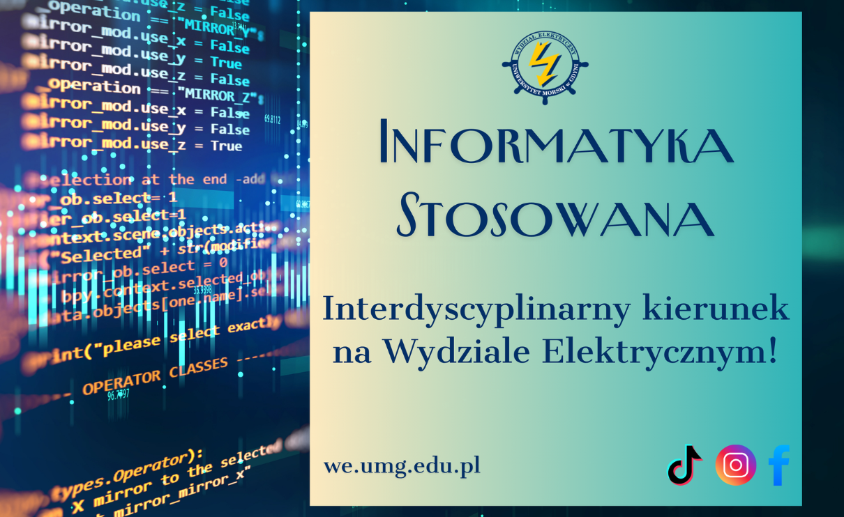 Grafika promująca kierunek studi&oacute;w Informatyka stosowana