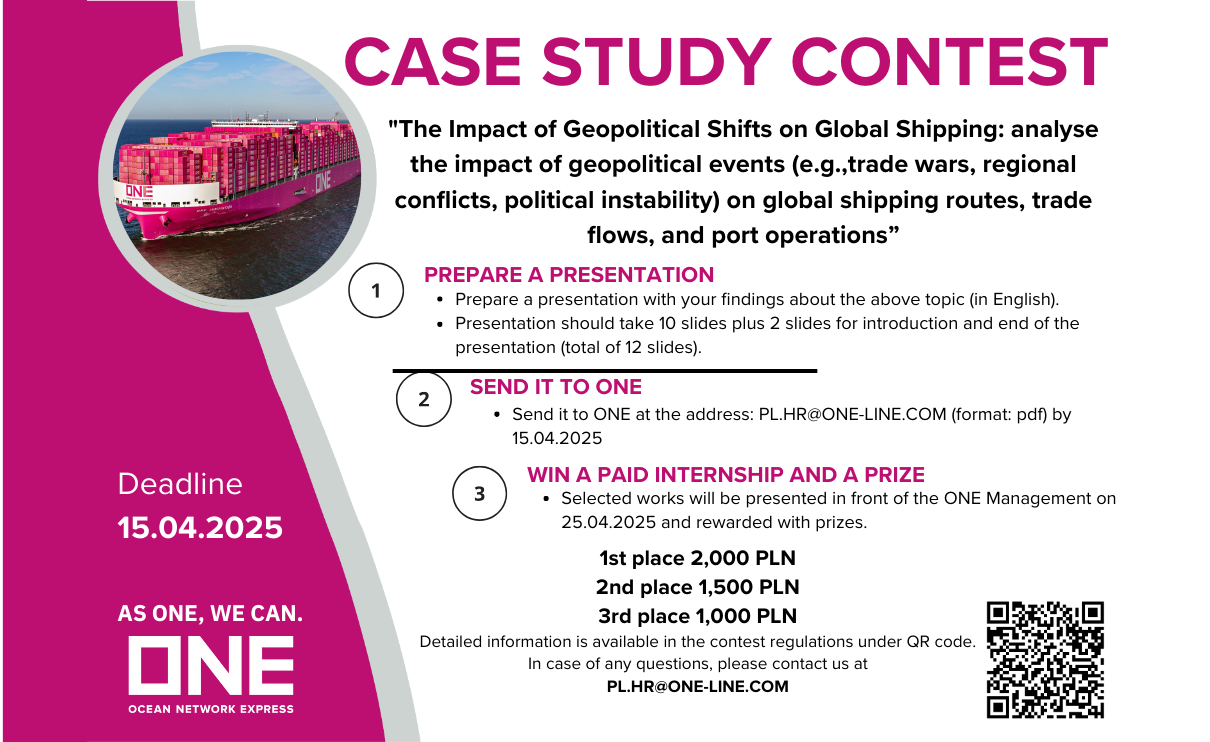 Plansza z informacjami nt. konkursu Case Study firmy ONE