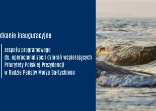Plansza ze zdjęciem morza i hasłem Spotkanie inauguracyjne