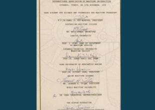 12.11.1999_protok&oacute;ł uczelni założycielskich IAMU_reprezentacja po jednej uczelni z kontynentu