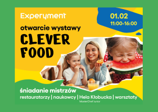 Plansza reklamująca wydarzenie CLEVERFOOD for everyone